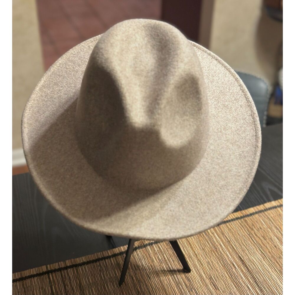 Taupe-Gray Wool Classic Felt Wide Brim Pinched Teardrop Crown Rancher-Jazz Hat
